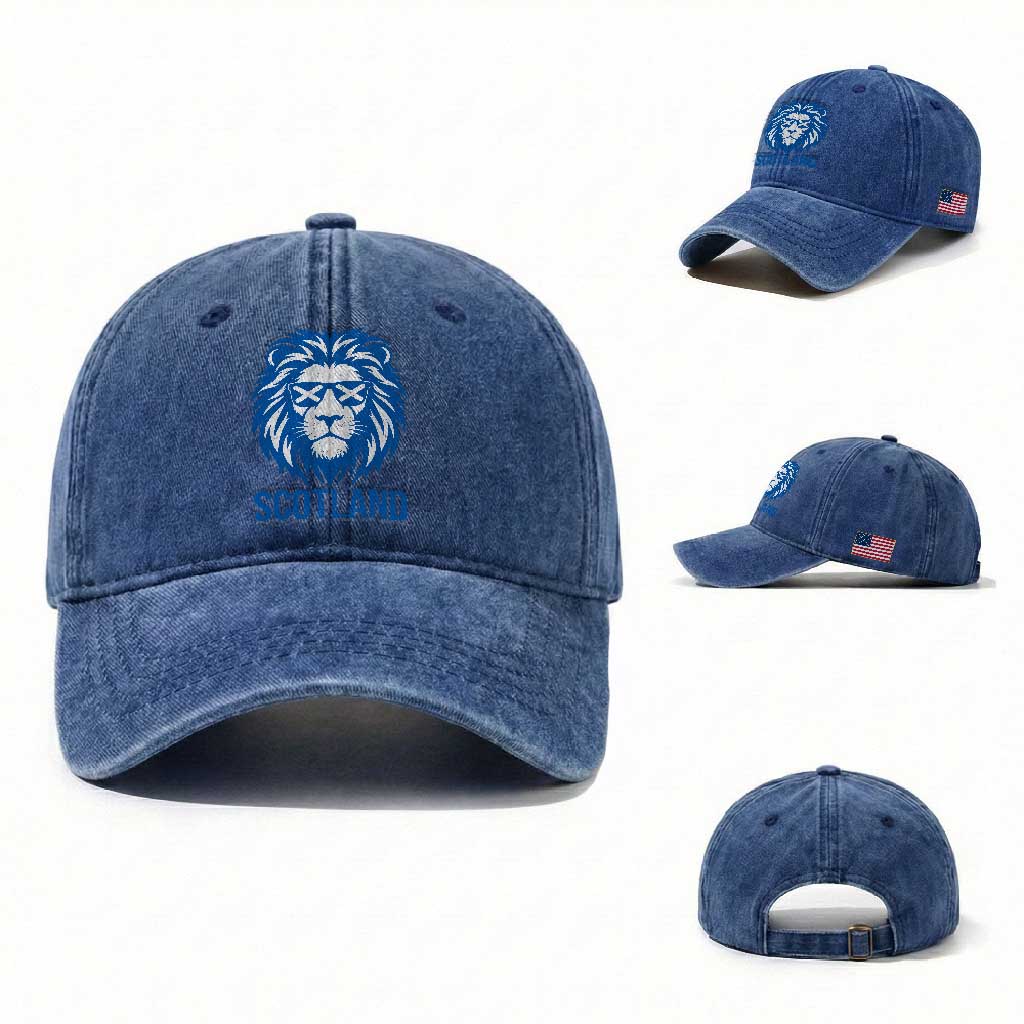 Vintage Scotland Lion Washed Cotton Baseball Cap Retro SCOT Fan Scottish Flag
