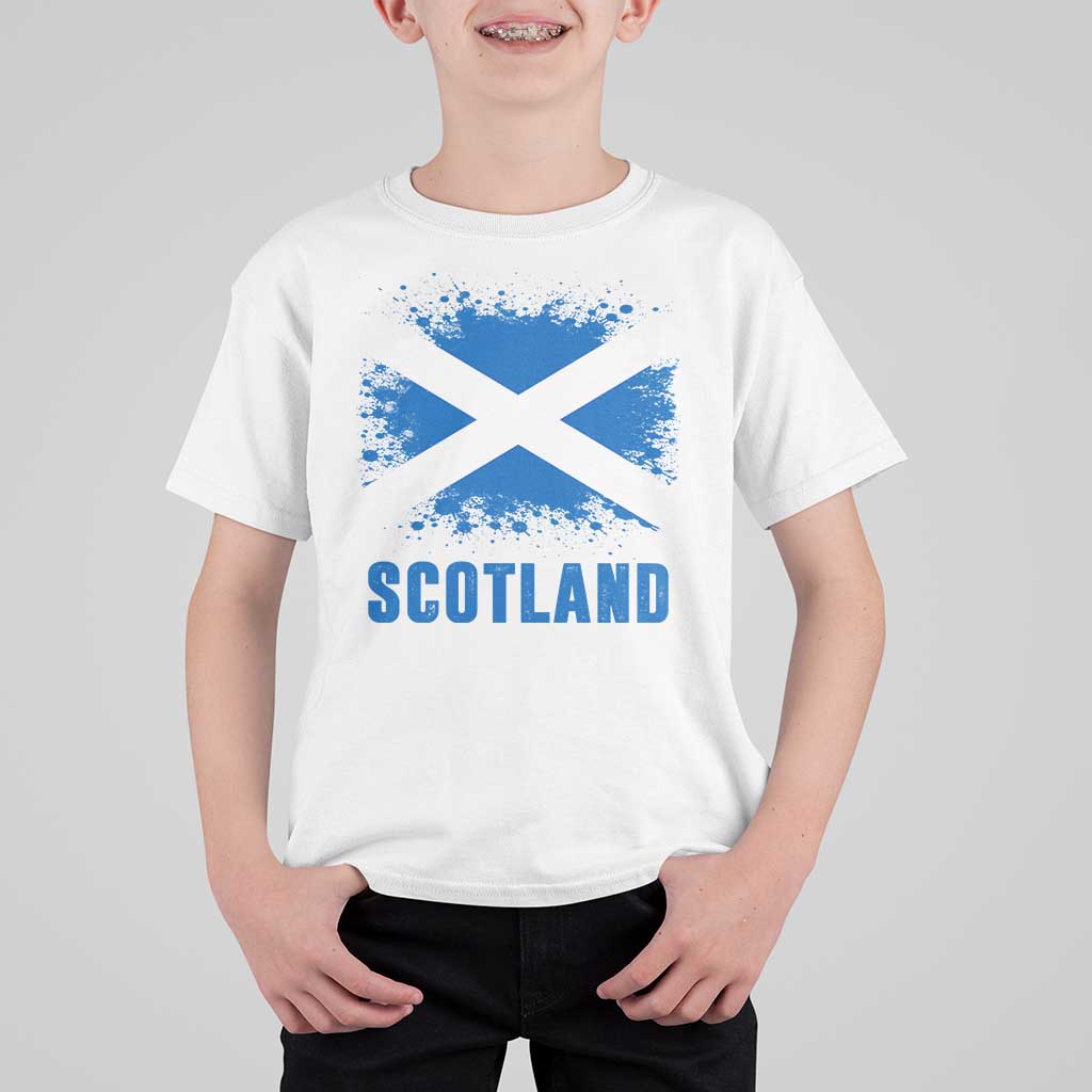 Scotland T Shirt For Kid Retro Vintage Watercolors Sport Scottish Flag SCOT