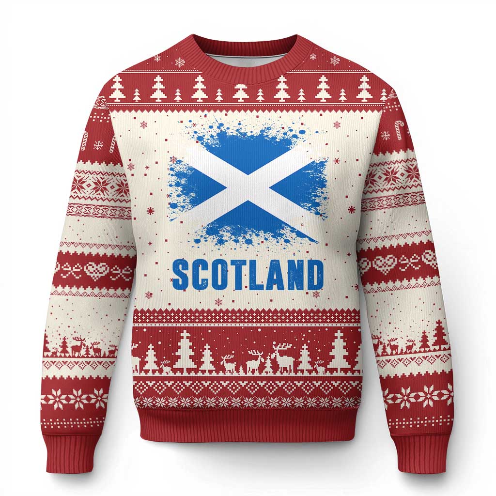 Scotland Ugly Christmas Sweater Retro Vintage Watercolors Sport Scottish Flag SCOT