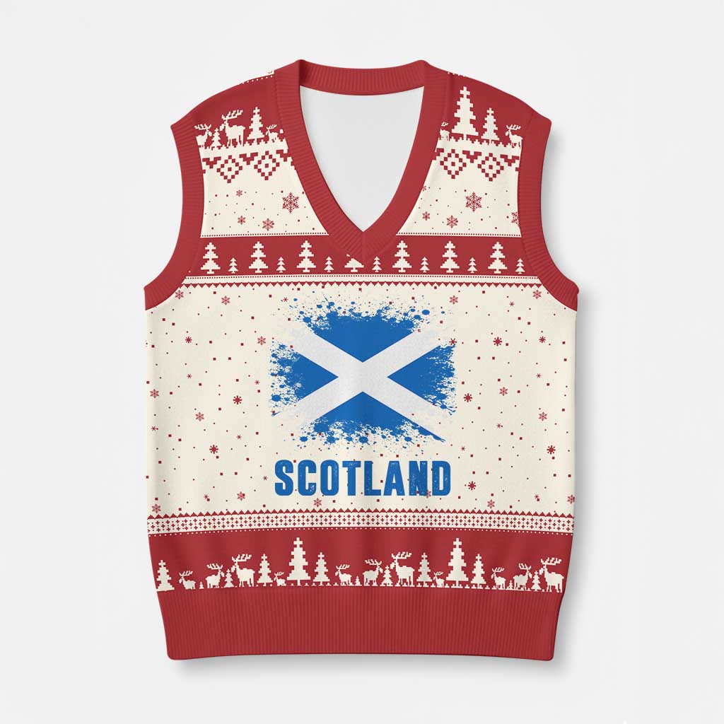 Scotland V-Neck Knit Sweater Vest Retro Vintage Watercolors Sport Scottish Flag SCOT