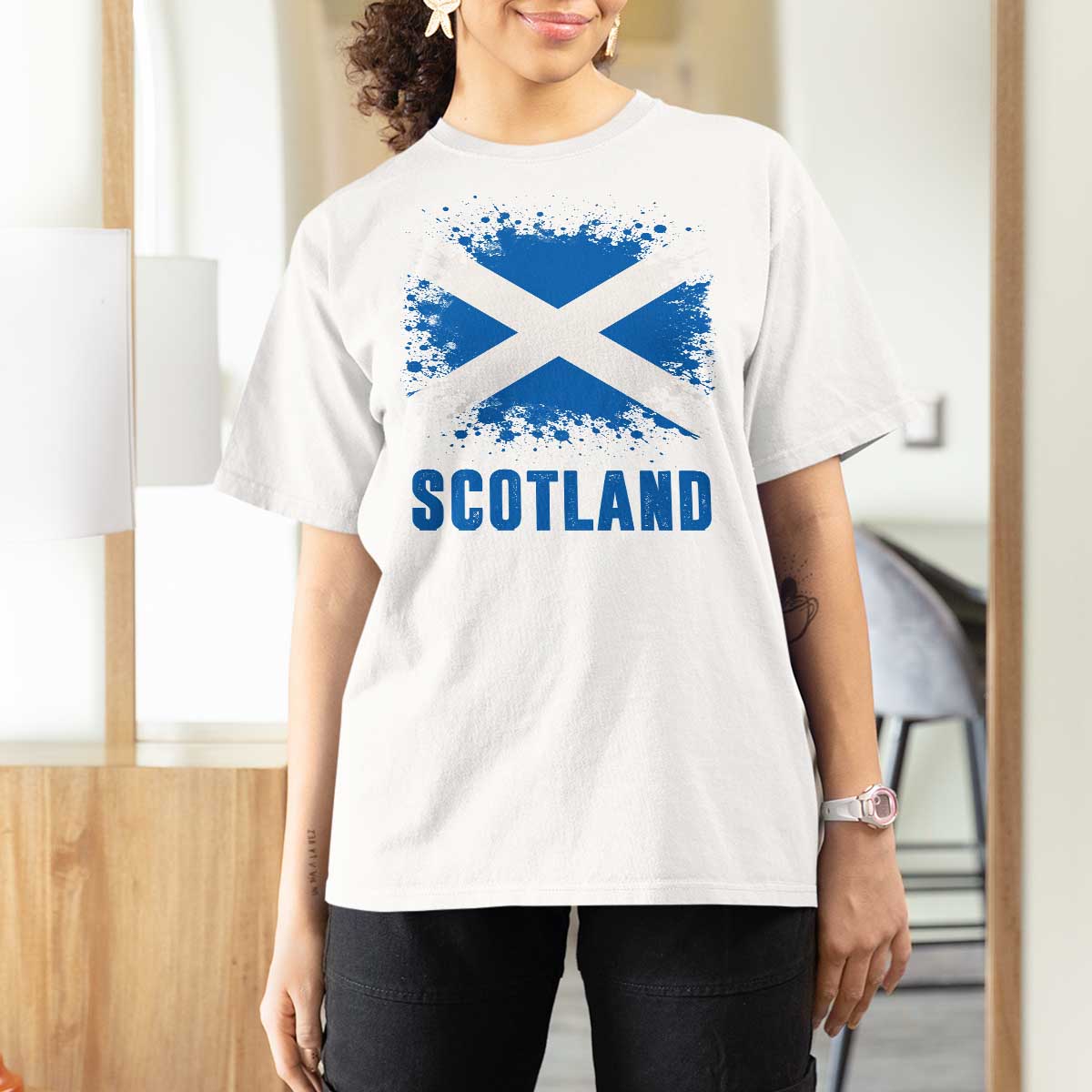 Scotland T Shirt For Women Retro Vintage Watercolors Sport Scottish Flag SCOT