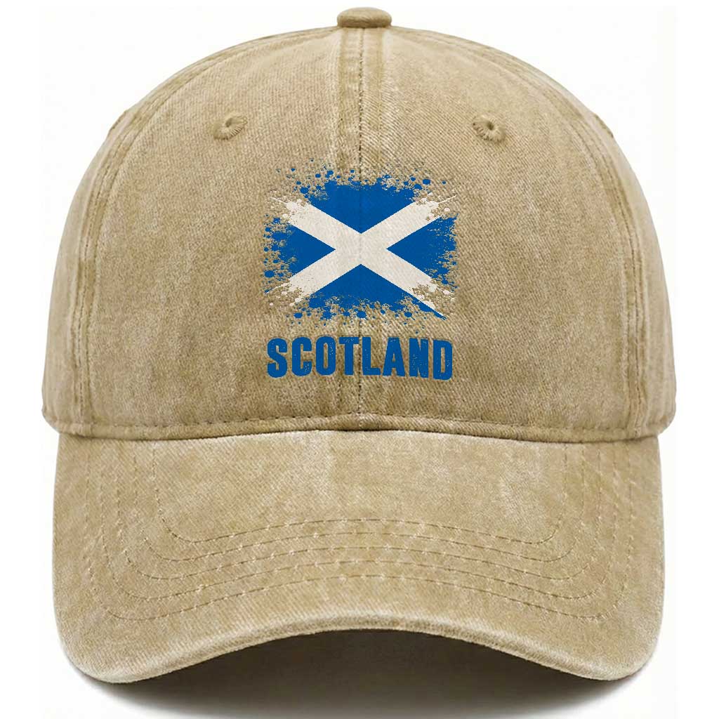 Scotland Washed Cotton Baseball Cap Retro Vintage Watercolors Sport Scottish Flag SCOT
