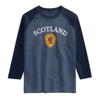 Scotland Soccer Raglan Shirt Scottish Rampant Lion Scotland Coat of Arms Banner Football Fan