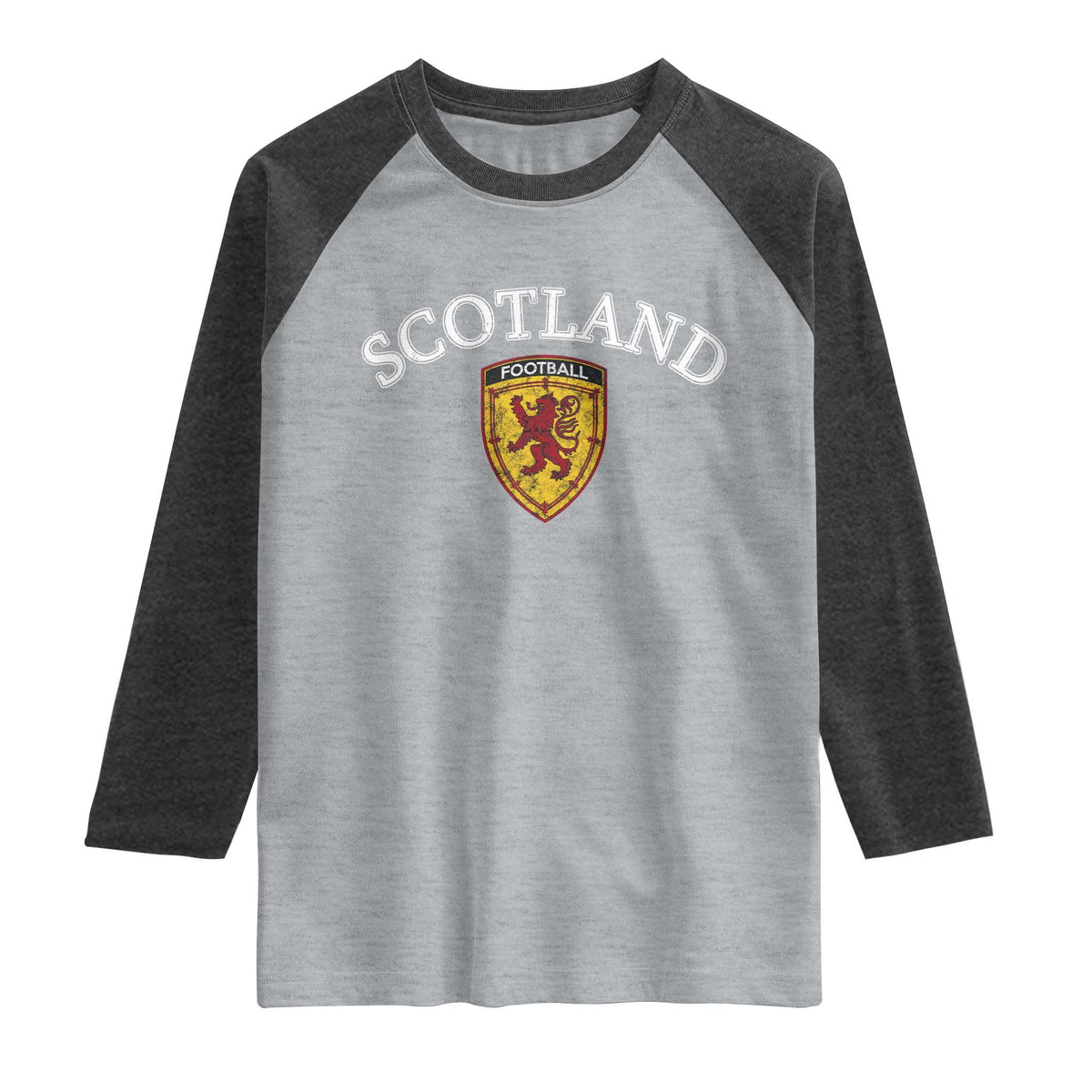 Scotland Soccer Raglan Shirt Scottish Rampant Lion Scotland Coat of Arms Banner Football Fan