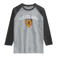 Scotland Soccer Raglan Shirt Scottish Rampant Lion Scotland Coat of Arms Banner Football Fan