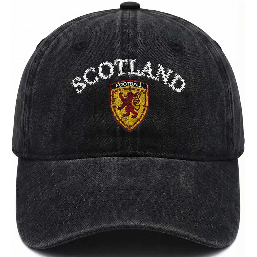 Scotland Soccer Washed Cotton Baseball Cap Scottish Rampant Lion Scotland Coat of Arms Banner Football Fan