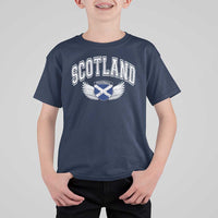 Scotland Soccer T Shirt For Kid Retro Vintage Scottish Flag Football Fan
