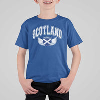 Scotland Soccer T Shirt For Kid Retro Vintage Scottish Flag Football Fan