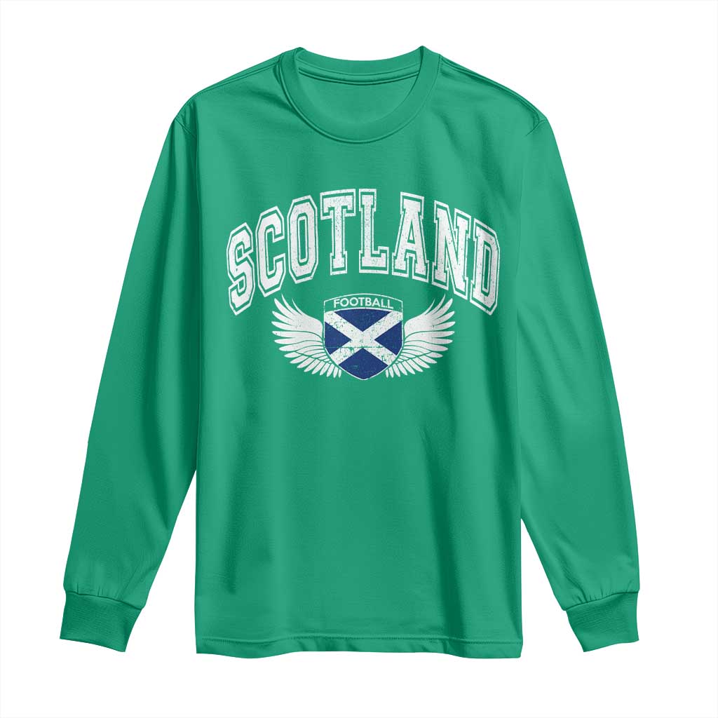 Scotland Soccer Long Sleeve Shirt Retro Vintage Scottish Flag Football Fan