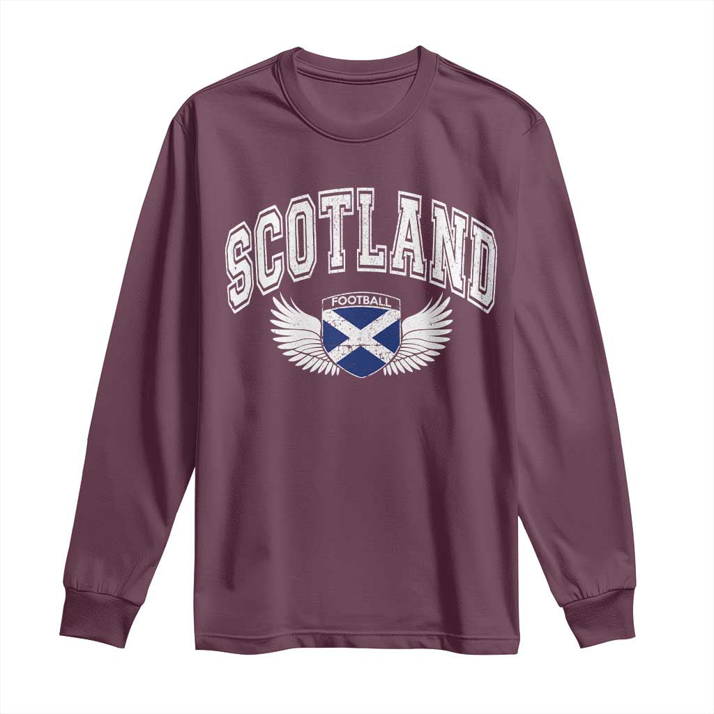 Scotland Soccer Long Sleeve Shirt Retro Vintage Scottish Flag Football Fan
