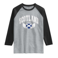 Scotland Soccer Raglan Shirt Retro Vintage Scottish Flag Football Fan