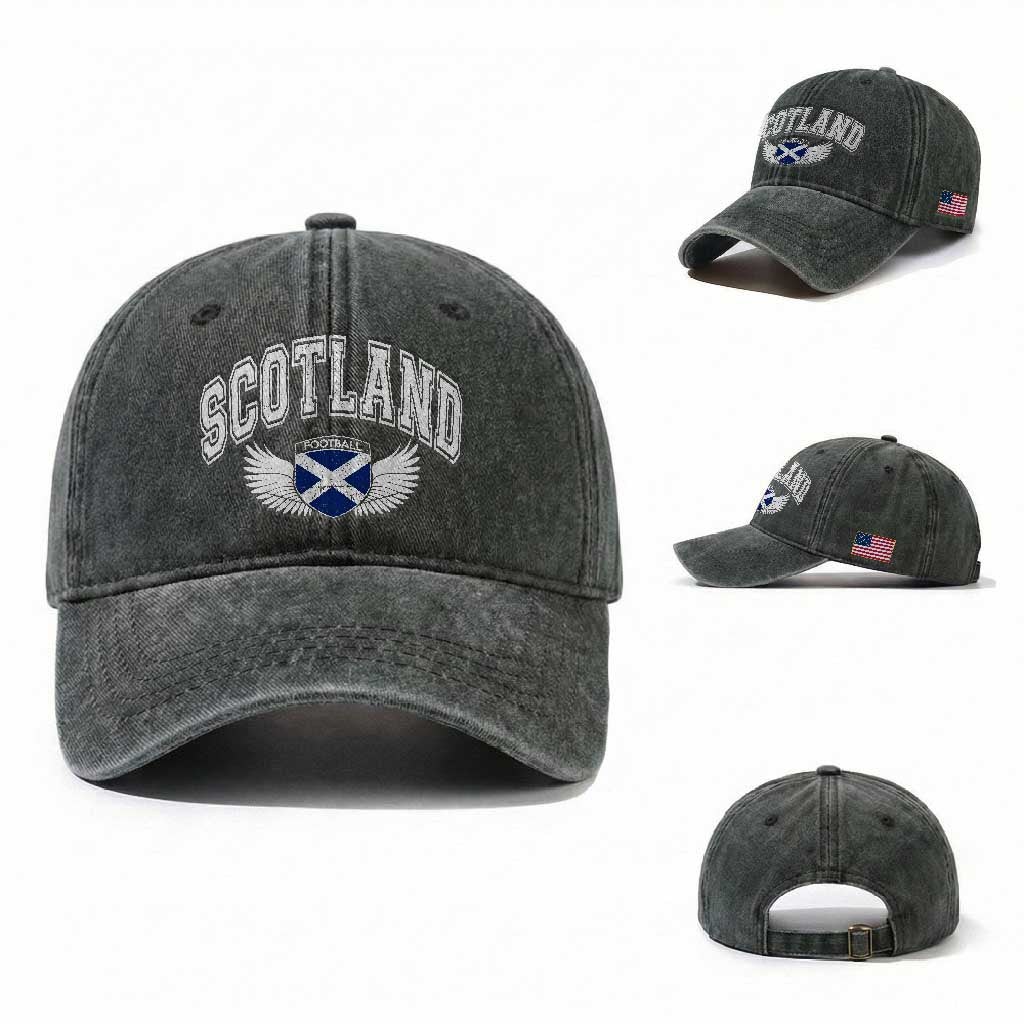 Scotland Soccer Washed Cotton Baseball Cap Retro Vintage Scottish Flag Football Fan