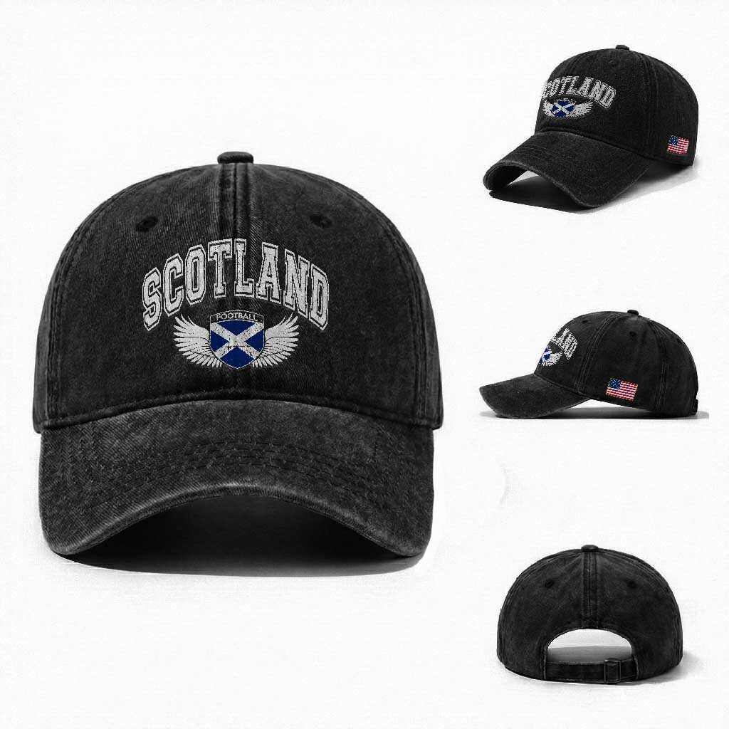 Scotland Soccer Washed Cotton Baseball Cap Retro Vintage Scottish Flag Football Fan