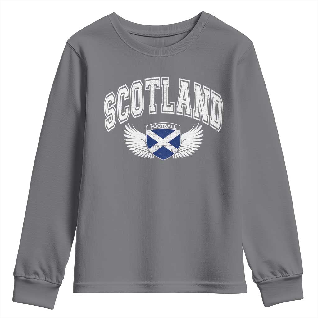 Scotland Soccer Youth Sweatshirt Retro Vintage Scottish Flag Football Fan