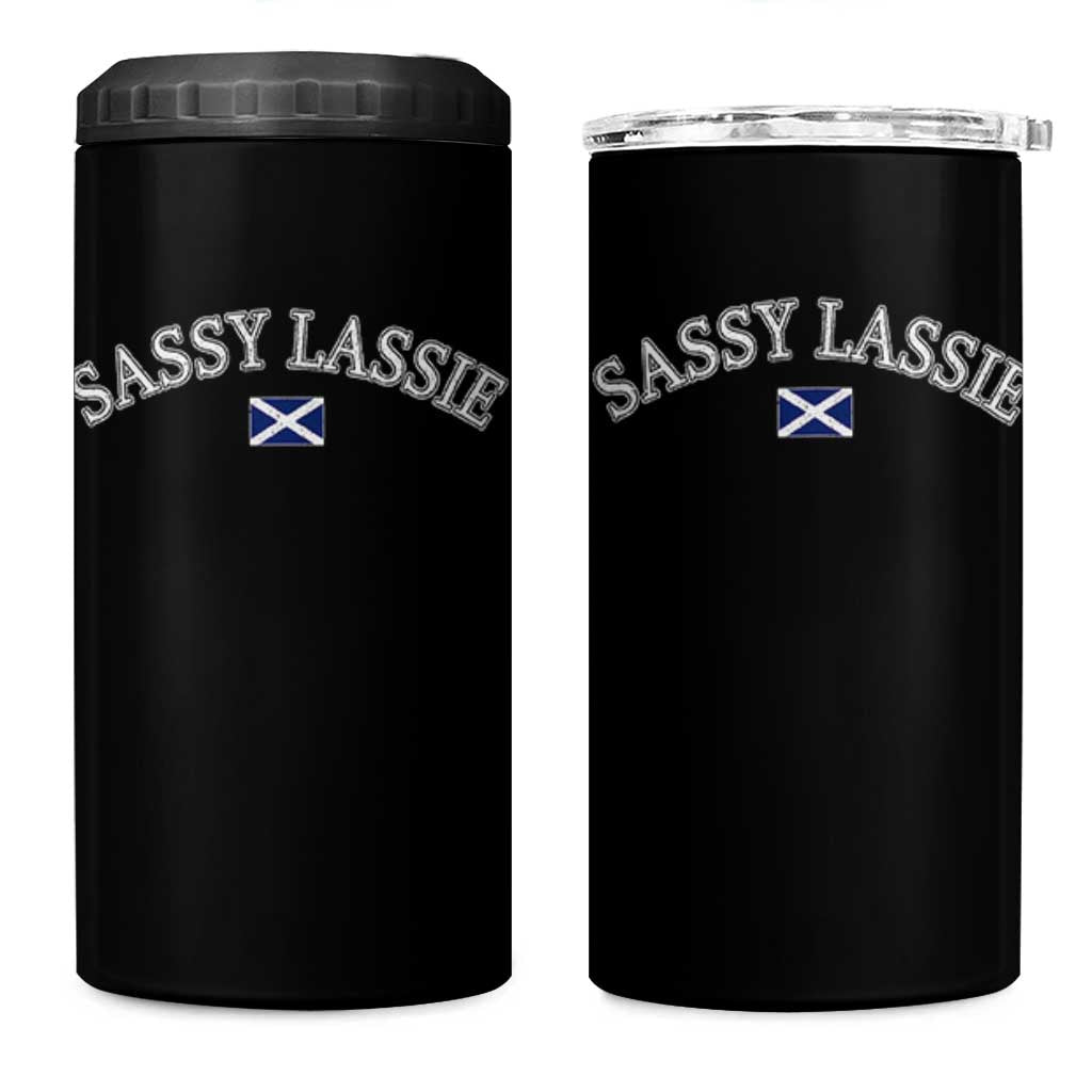 Sassy Lassie Scotland Flag 4 in 1 Can Cooler Tumbler Funny Scottish Pride Heritage Gift