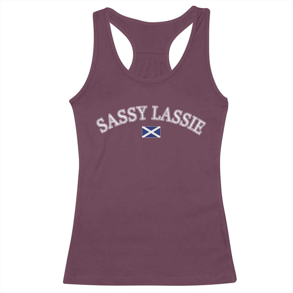 Sassy Lassie Scotland Flag Racerback Tank Top Funny Scottish Pride Heritage Gift