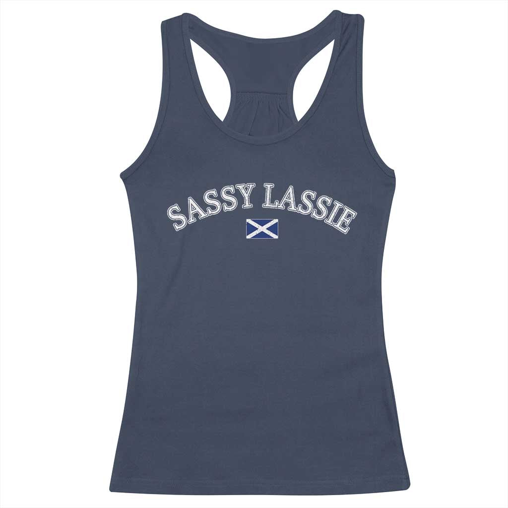 Sassy Lassie Scotland Flag Racerback Tank Top Funny Scottish Pride Heritage Gift