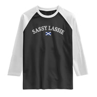 Sassy Lassie Scotland Flag Raglan Shirt Funny Scottish Pride Heritage Gift