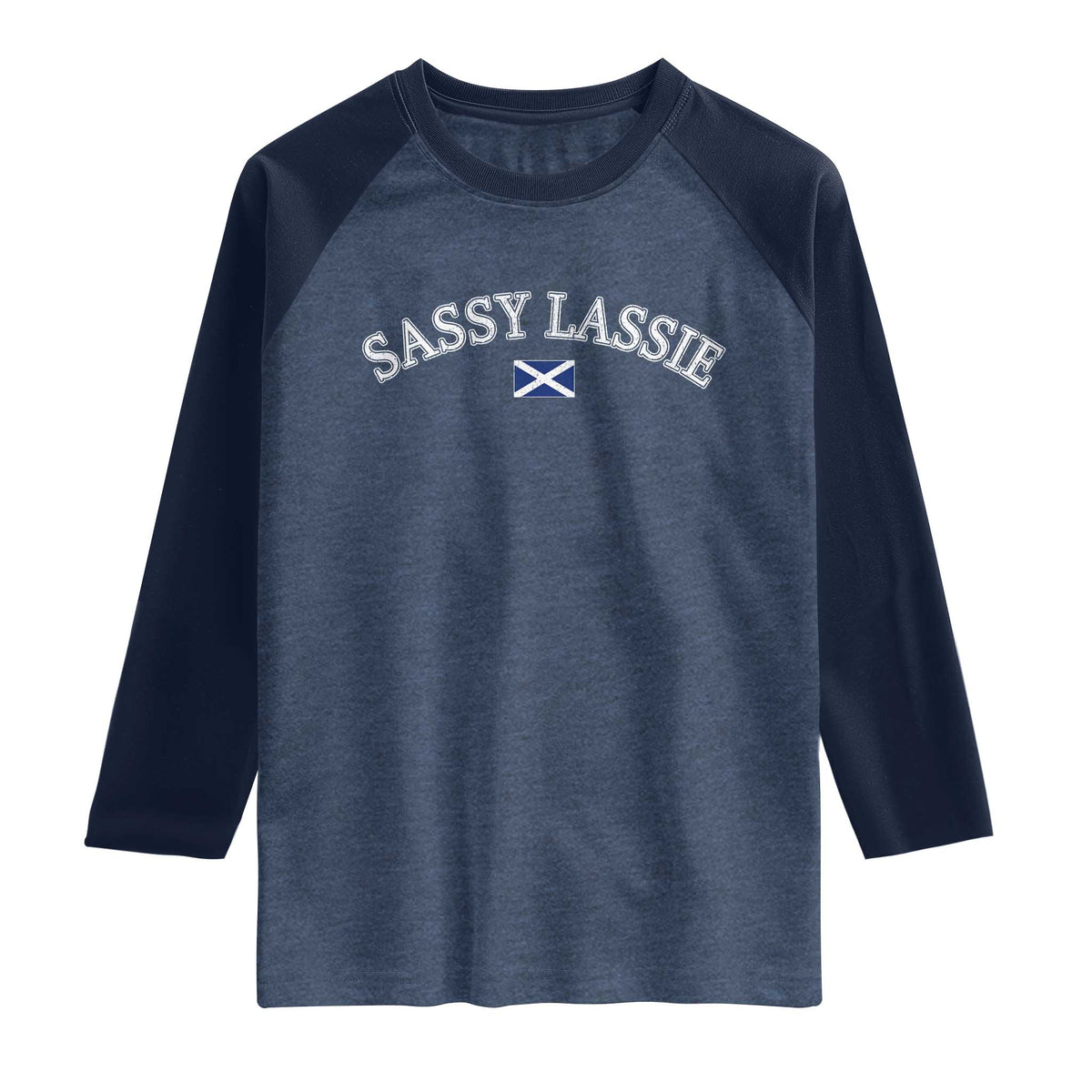 Sassy Lassie Scotland Flag Raglan Shirt Funny Scottish Pride Heritage Gift