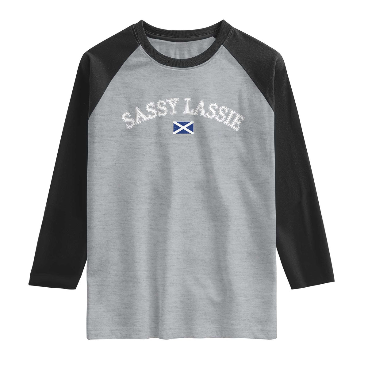 Sassy Lassie Scotland Flag Raglan Shirt Funny Scottish Pride Heritage Gift