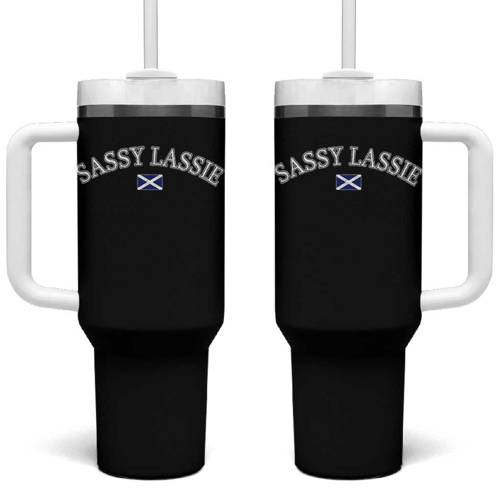 Sassy Lassie Scotland Flag Tumbler With Handle Funny Scottish Pride Heritage Gift