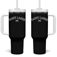 Sassy Lassie Scotland Flag Tumbler With Handle Funny Scottish Pride Heritage Gift