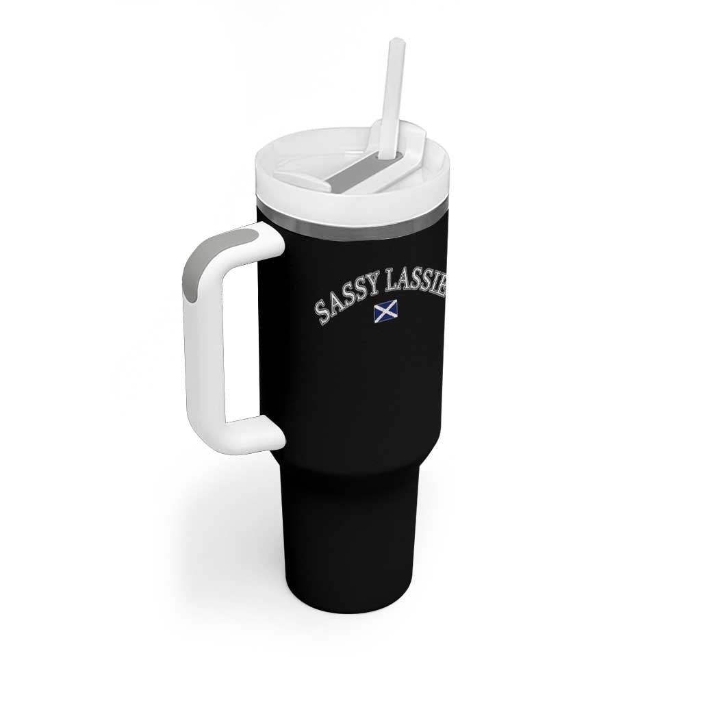 Sassy Lassie Scotland Flag Tumbler With Handle Funny Scottish Pride Heritage Gift