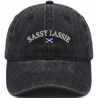 Sassy Lassie Scotland Flag Washed Cotton Baseball Cap Funny Scottish Pride Heritage Gift