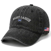 Sassy Lassie Scotland Flag Washed Cotton Baseball Cap Funny Scottish Pride Heritage Gift