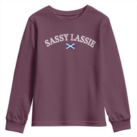 Sassy Lassie Scotland Flag Youth Sweatshirt Funny Scottish Pride Heritage Gift