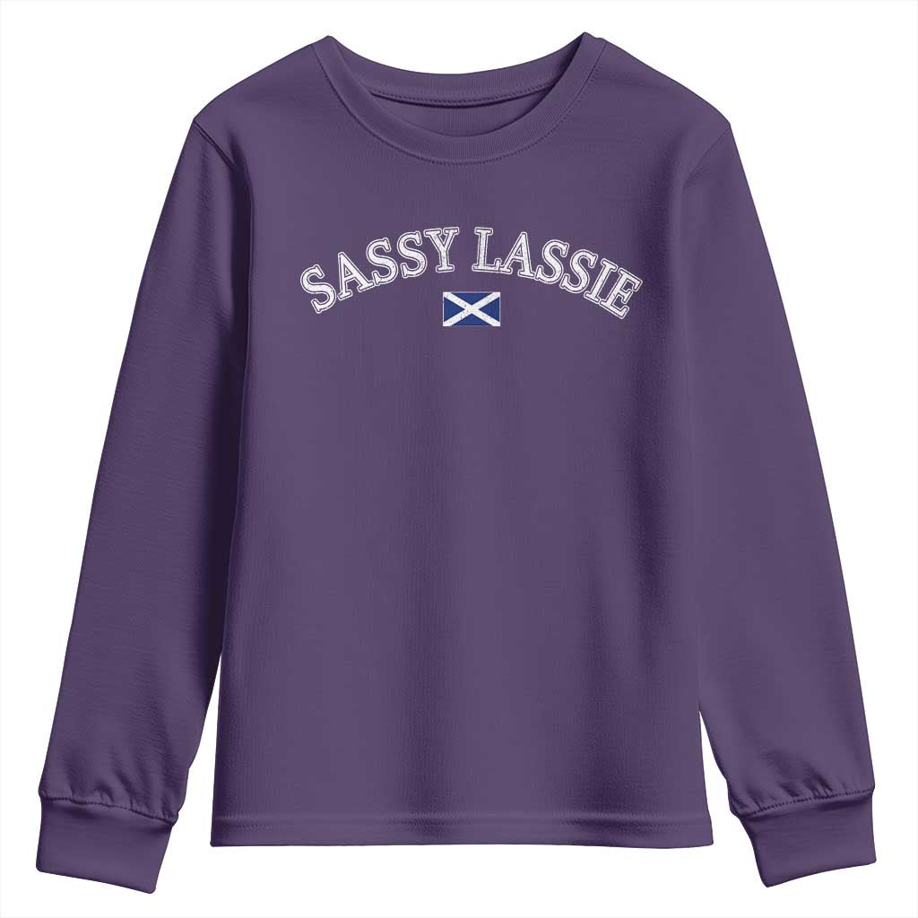Sassy Lassie Scotland Flag Youth Sweatshirt Funny Scottish Pride Heritage Gift