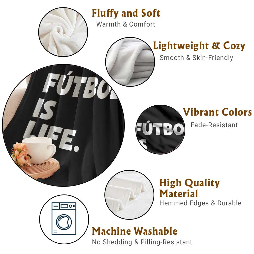 Futbol is Life Throw Blanket Funny Soccer Gift For Football Players Fans