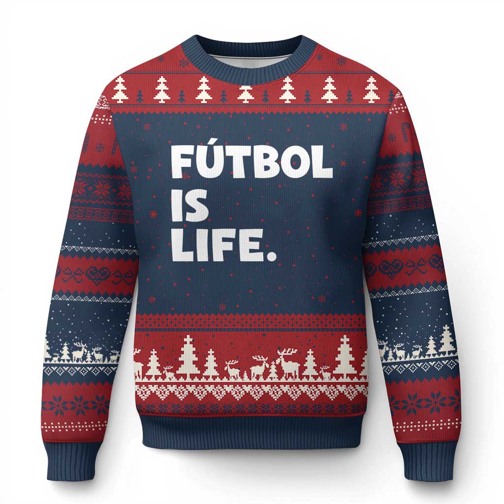 Futbol is Life Ugly Christmas Sweater Funny Soccer Gift For Football Players Fans
