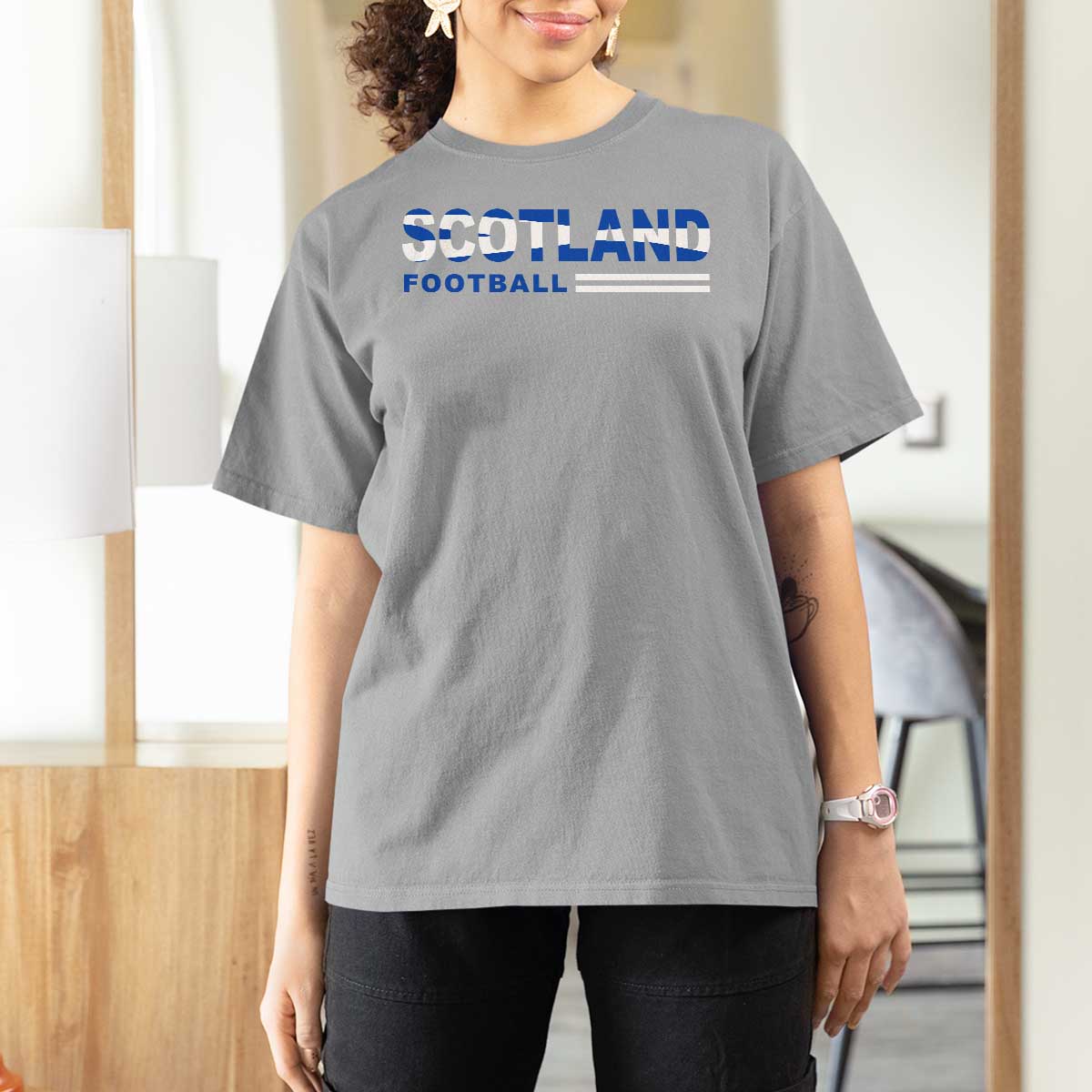 Scotland Football Pride T Shirt For Women Scottish Flag Soccer Fan National Team Fans
