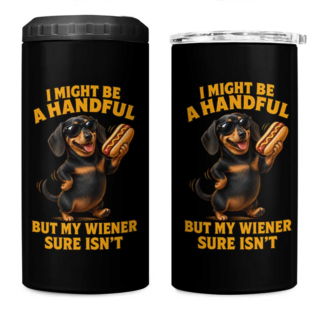Funny Embarrassing Dachshund 4 in 1 Can Cooler Tumbler Wiener Hot Dog Pun Crude Cringey Inappropriate Humor