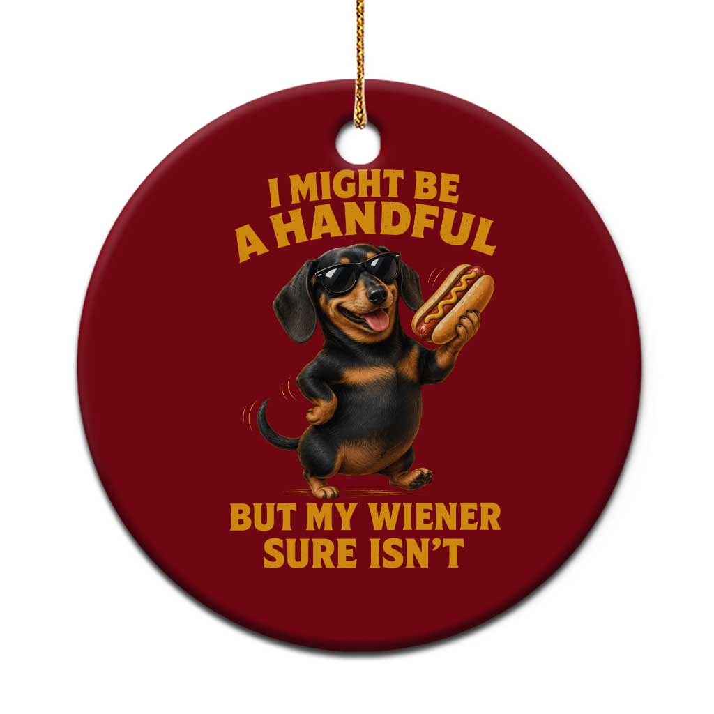 Funny Embarrassing Dachshund Ceramic Ornament Wiener Hot Dog Pun Crude Cringey Inappropriate Humor