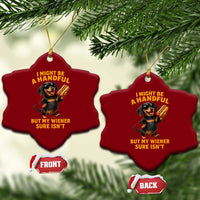 Funny Embarrassing Dachshund Ceramic Ornament Wiener Hot Dog Pun Crude Cringey Inappropriate Humor