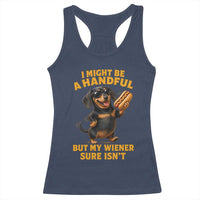 Funny Embarrassing Dachshund Racerback Tank Top Wiener Hot Dog Pun Crude Cringey Inappropriate Humor