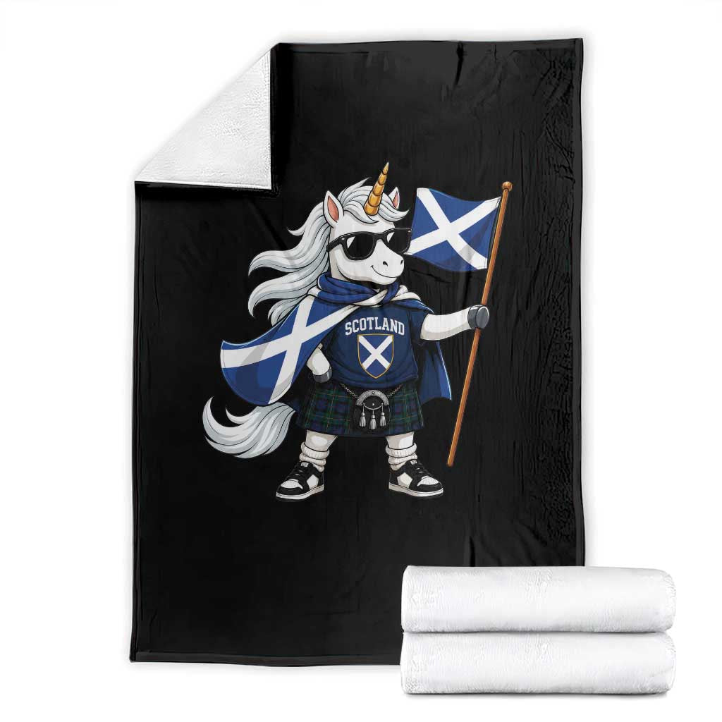 Funny Scotland Unicorn Throw Blanket Cool Scottish Unicorn with Kilt Flag Scotland Pride Football Fans