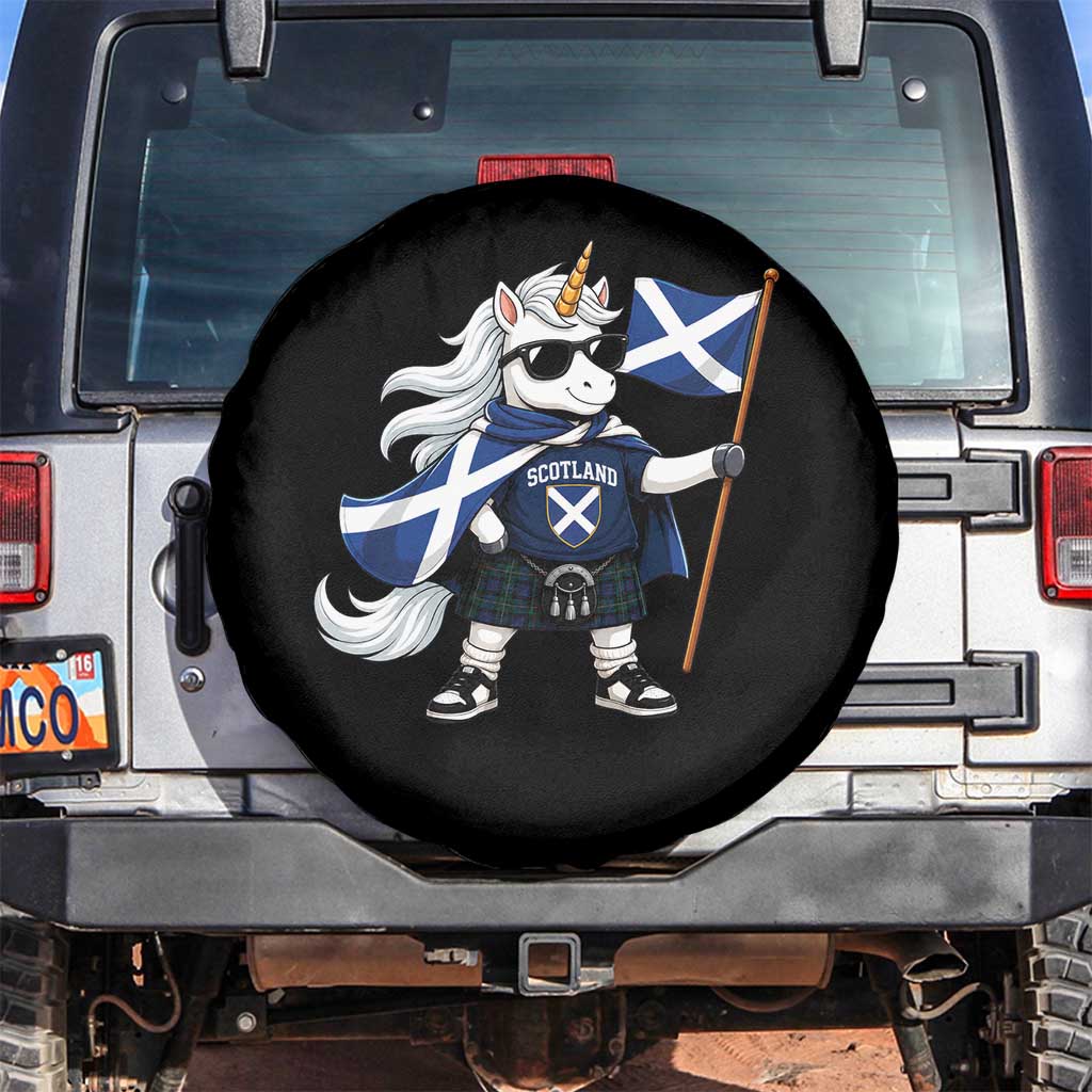 Funny Scotland Unicorn Spare Tire Cover Cool Scottish Unicorn with Kilt Flag Scotland Pride Football Fans