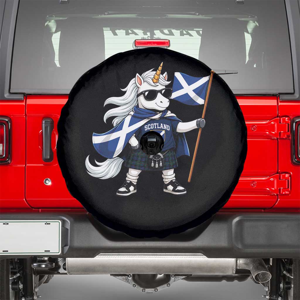 Funny Scotland Unicorn Spare Tire Cover Cool Scottish Unicorn with Kilt Flag Scotland Pride Football Fans