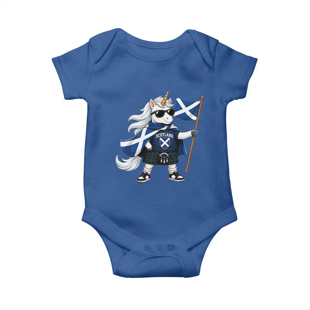 Funny Scotland Unicorn Baby Onesie Cool Scottish Unicorn with Kilt Flag Scotland Pride Football Fans