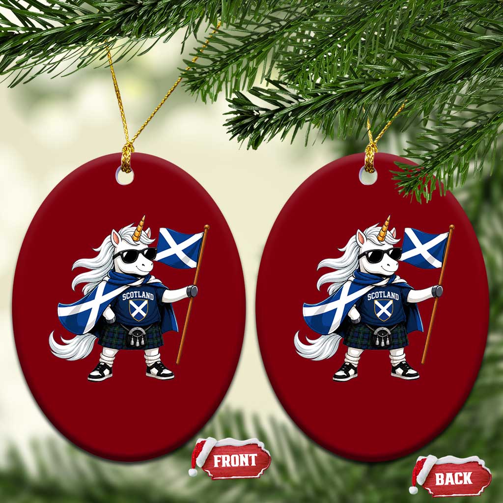Funny Scotland Unicorn Ceramic Ornament Cool Scottish Unicorn with Kilt Flag Scotland Pride Football Fans