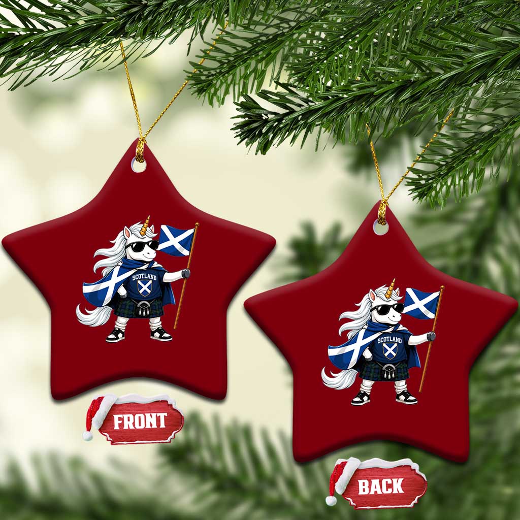 Funny Scotland Unicorn Ceramic Ornament Cool Scottish Unicorn with Kilt Flag Scotland Pride Football Fans