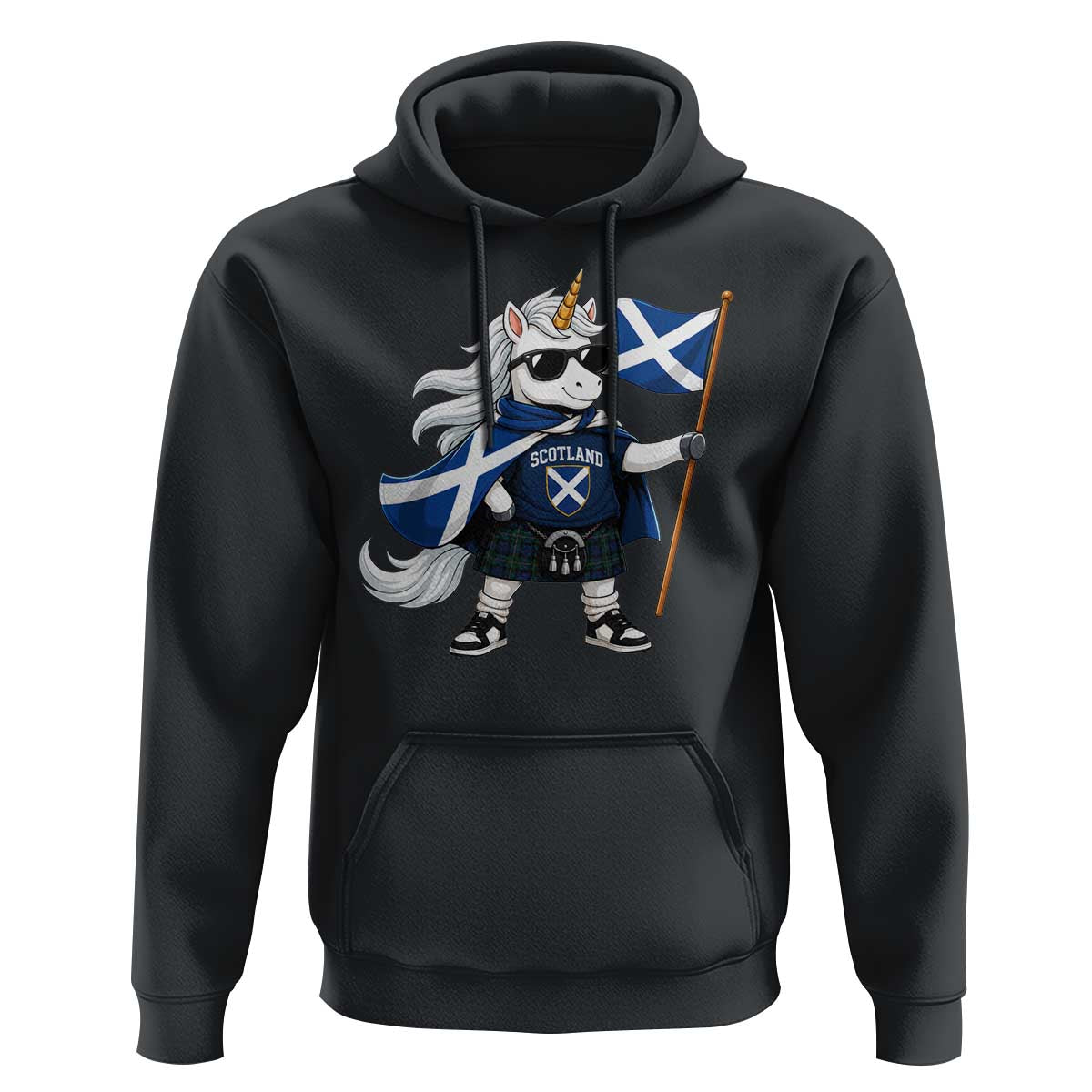Funny Scotland Unicorn Hoodie Cool Scottish Unicorn with Kilt Flag Scotland Pride Football Fans