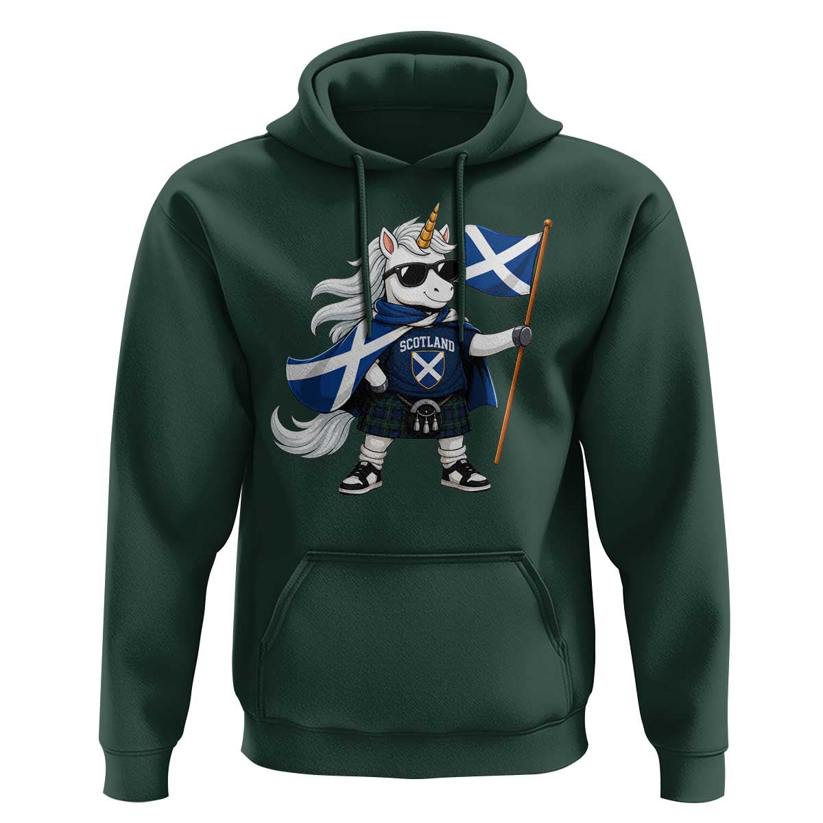 Funny Scotland Unicorn Hoodie Cool Scottish Unicorn with Kilt Flag Scotland Pride Football Fans