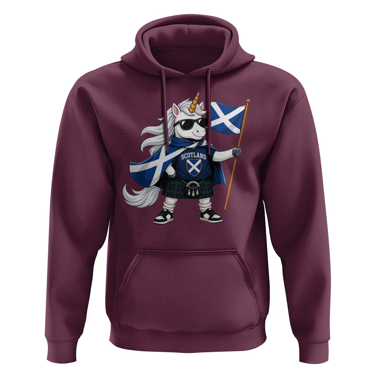 Funny Scotland Unicorn Hoodie Cool Scottish Unicorn with Kilt Flag Scotland Pride Football Fans