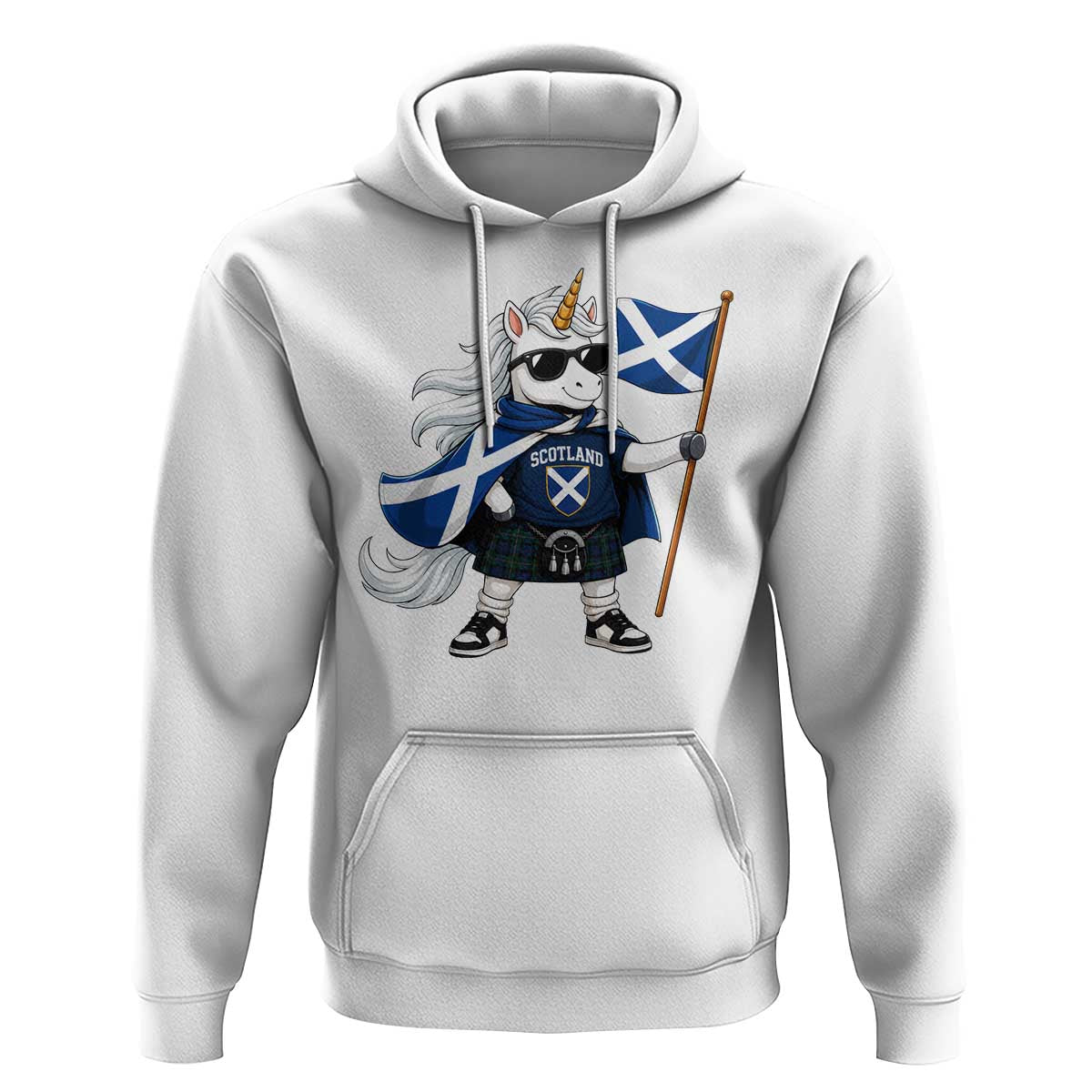 Funny Scotland Unicorn Hoodie Cool Scottish Unicorn with Kilt Flag Scotland Pride Football Fans