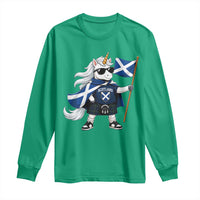 Funny Scotland Unicorn Long Sleeve Shirt Cool Scottish Unicorn with Kilt Flag Scotland Pride Football Fans