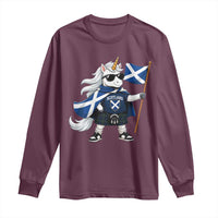 Funny Scotland Unicorn Long Sleeve Shirt Cool Scottish Unicorn with Kilt Flag Scotland Pride Football Fans